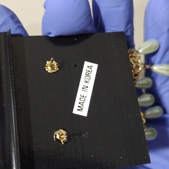 Women's Gold-tone Filigree Cone Shape Design Beaded Drop Dangle Earrings, #3 - Picture 5 of 5